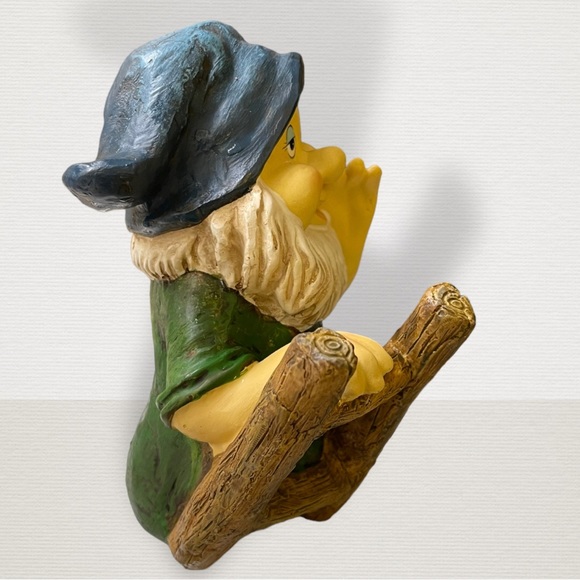 Vtg Dwarf with Ladder and Blue Hat Garden Gnome Statue Lawn Ornament Patio Décor - Picture 4 of 13